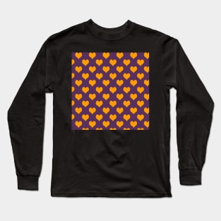 Purple and Yellow Heart Pattern Long Sleeve T-Shirt